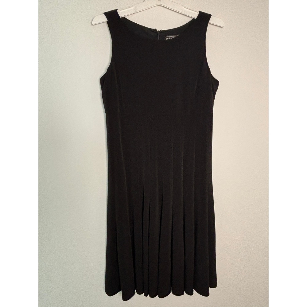 Jessica Howard Womens 12P Black Sleeveless‎ Fit Flare Godet Pleat Petite Dress